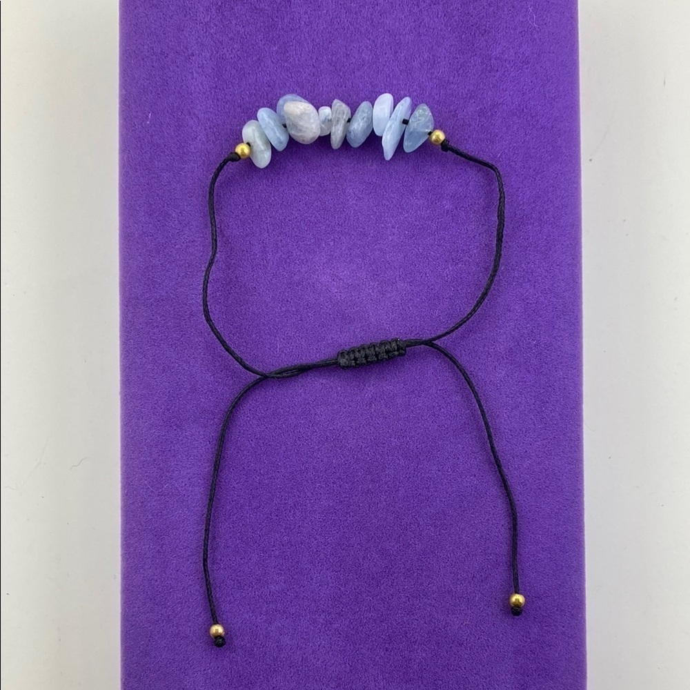 💛 Boho Gold Plated Bead & Blue Stone Adjustable Bracelet